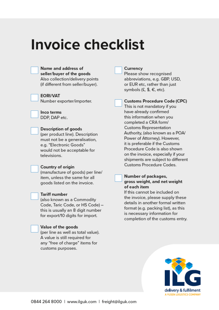 Invoice checklist 2022