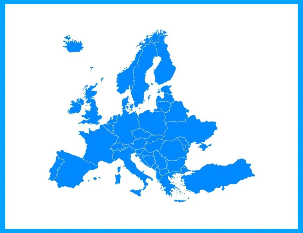 Europe map with keyline