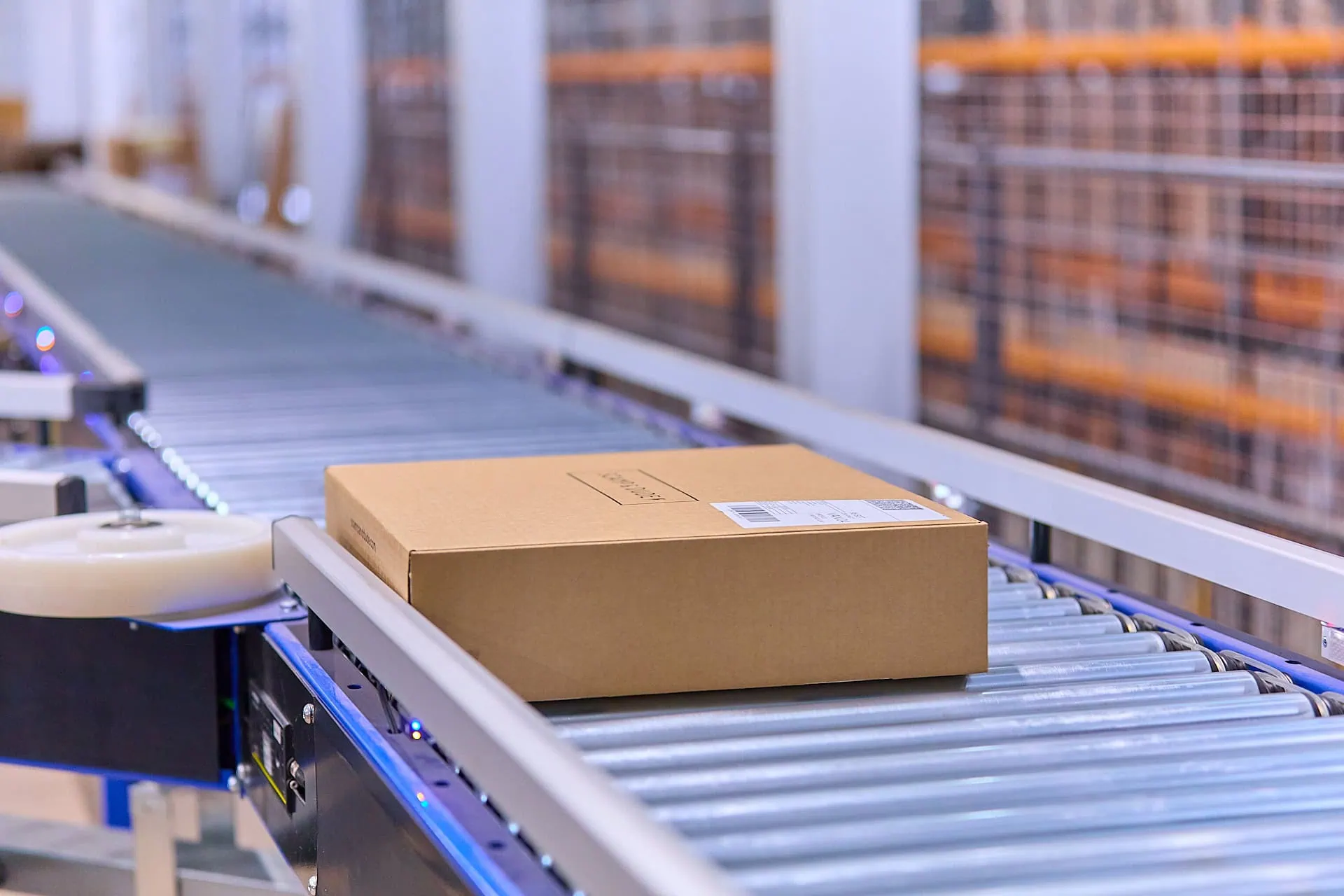 Box on conveyor