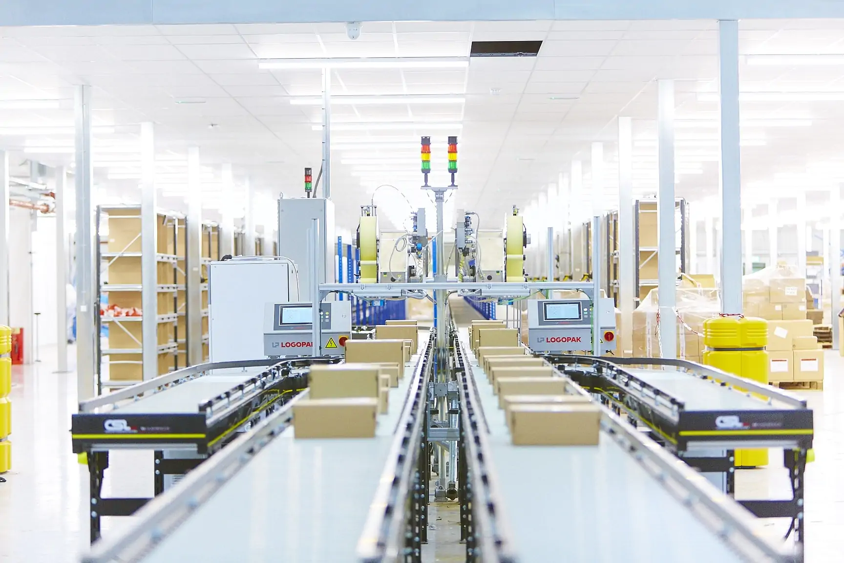 packages on a conveyor belt