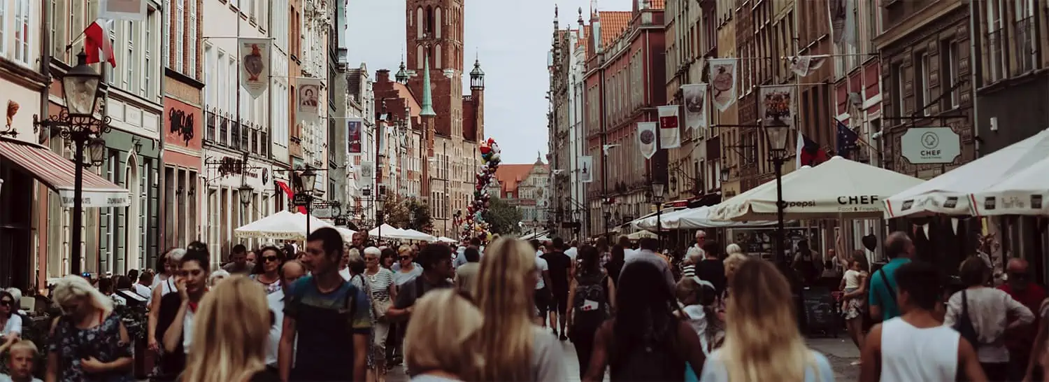 busy high street in europe