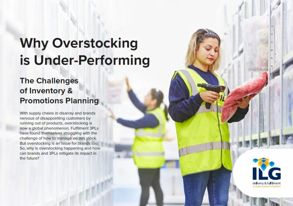 e-book cover image featuring woman scanning item in warehouse aisle